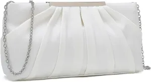 CHARMING TAILOR Clutch Evening Bag Elegant Pleated Satin Formal Handbag Simple Classy Purse for Women