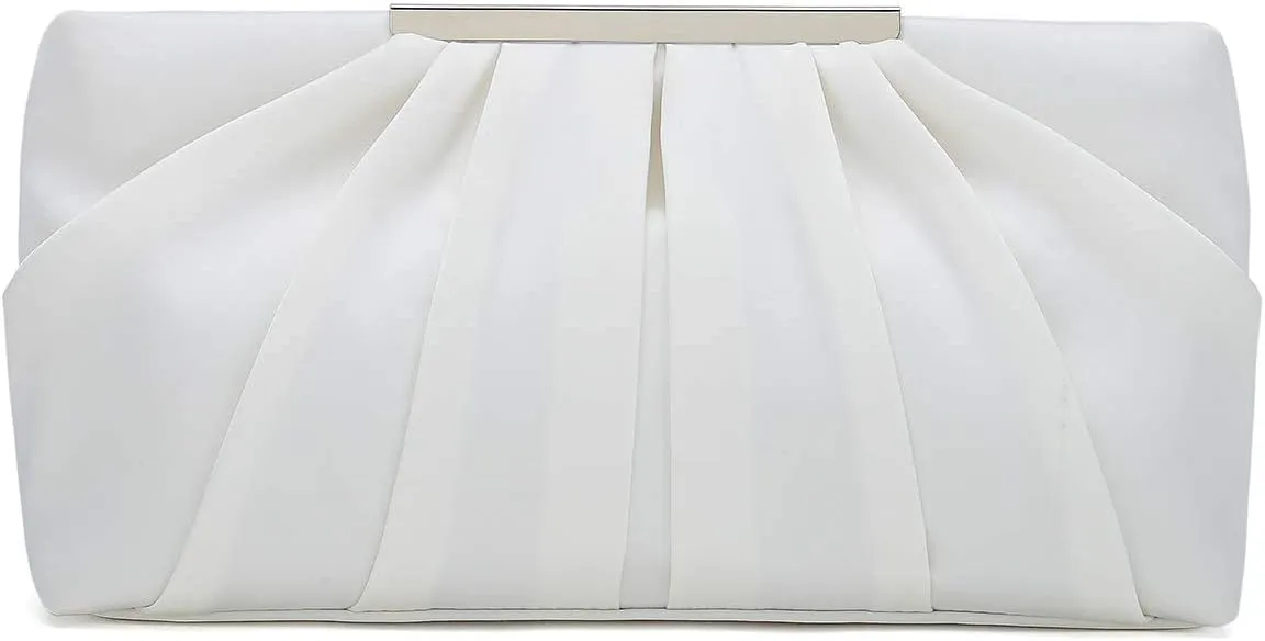 CHARMING TAILOR Clutch Evening Bag Elegant Pleated Satin Formal Handbag Simple Classy Purse for Women