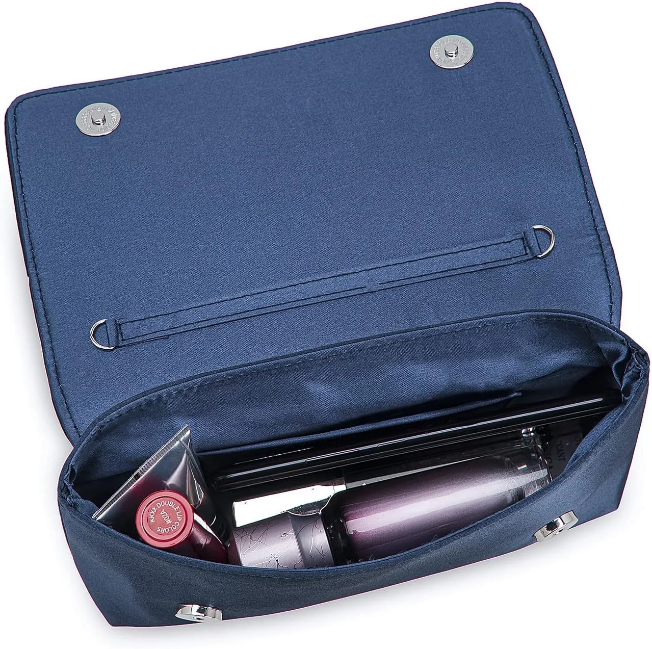 CHARMING TAILOR Evening Bag for Women Pleated Flap Satin Formal Purse Diamantes Brooch Embellished Clutch