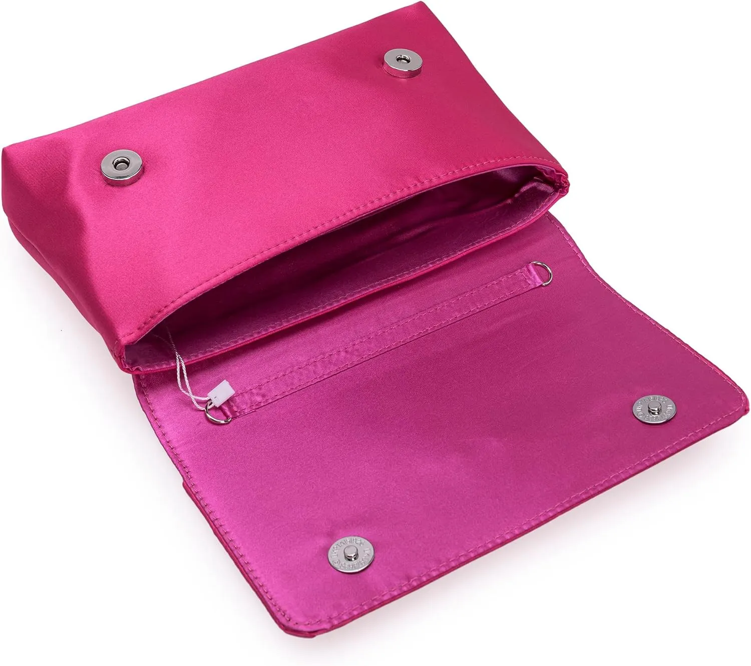 CHARMING TAILOR Evening Bag for Women Pleated Flap Satin Formal Purse Diamantes Brooch Embellished Clutch