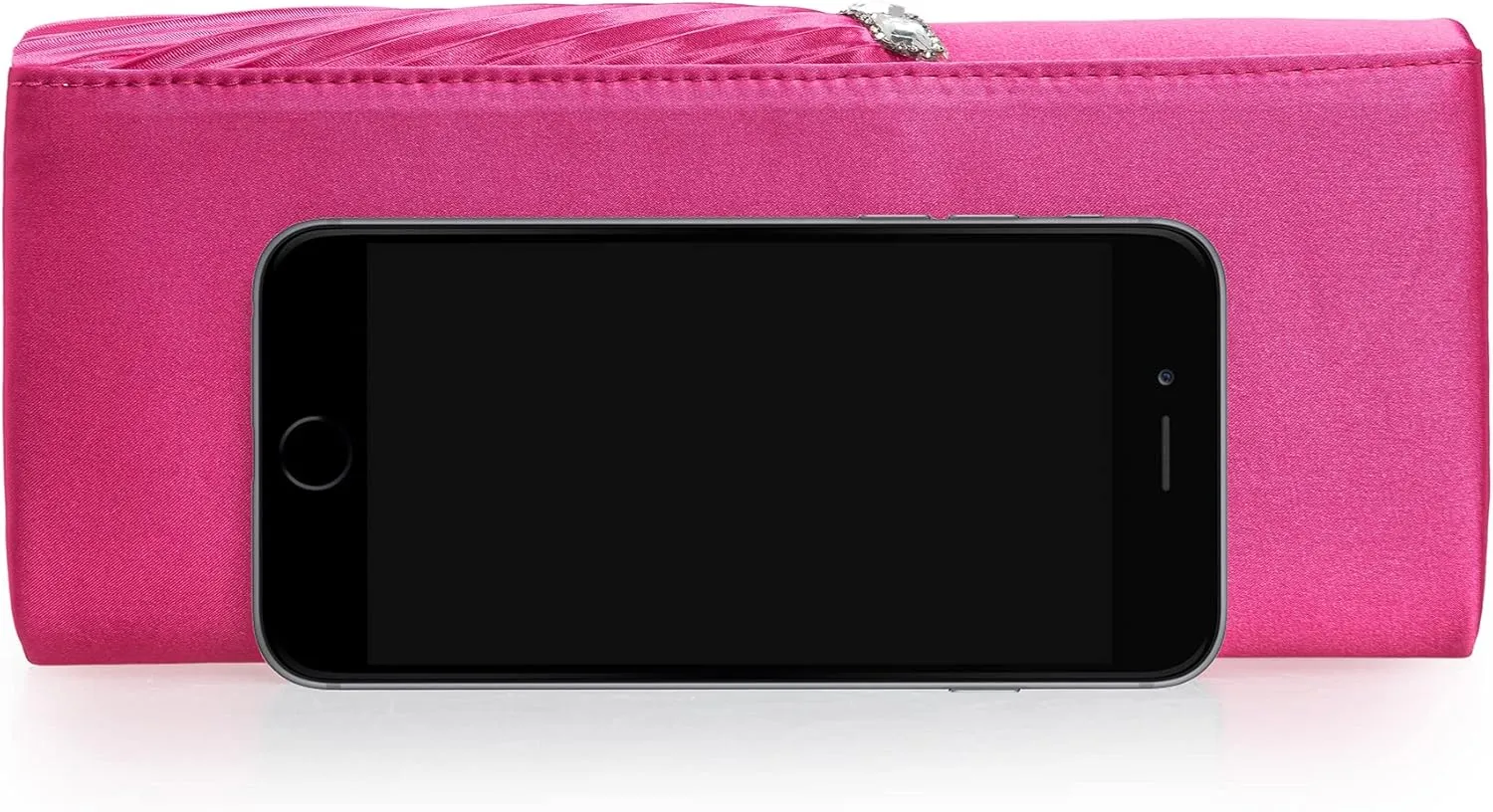 CHARMING TAILOR Evening Handbag Crystal Embellished and Pleated Satin Clutch