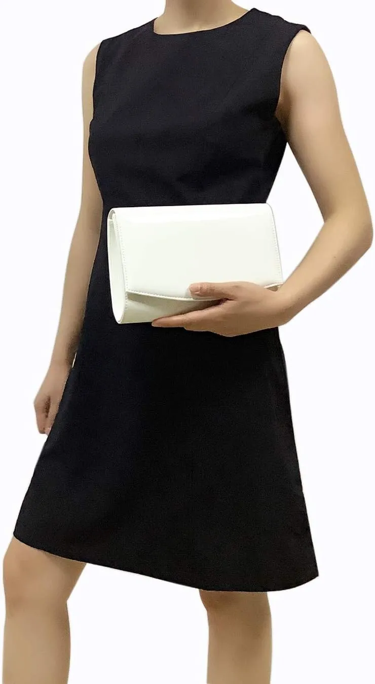 CHARMING TAILOR Patent Leather Flap Clutch Classic Elegant Evening Bag Chic Dress Purse