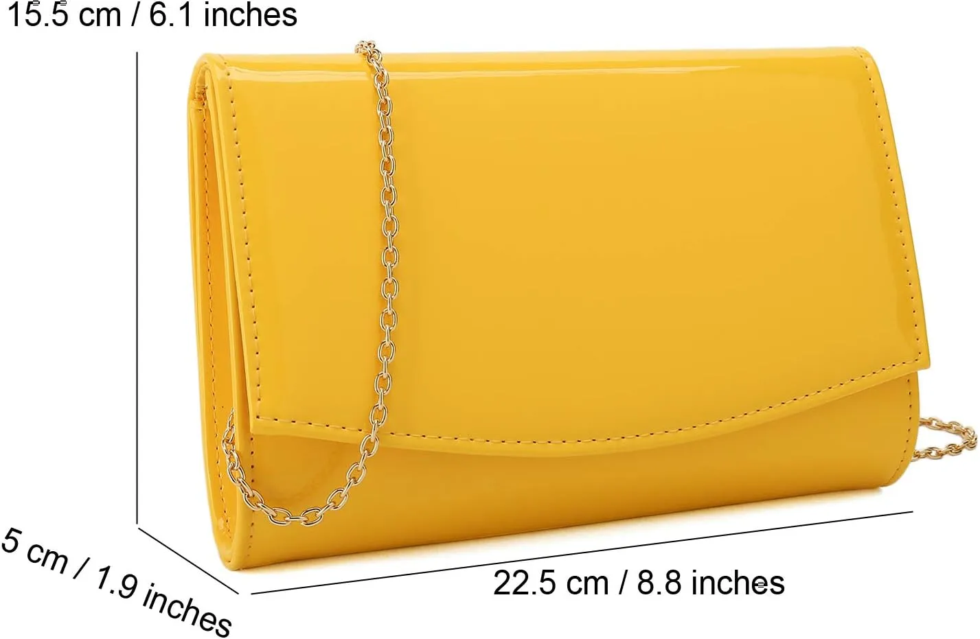 CHARMING TAILOR Patent Leather Flap Clutch Classic Elegant Evening Bag Chic Dress Purse