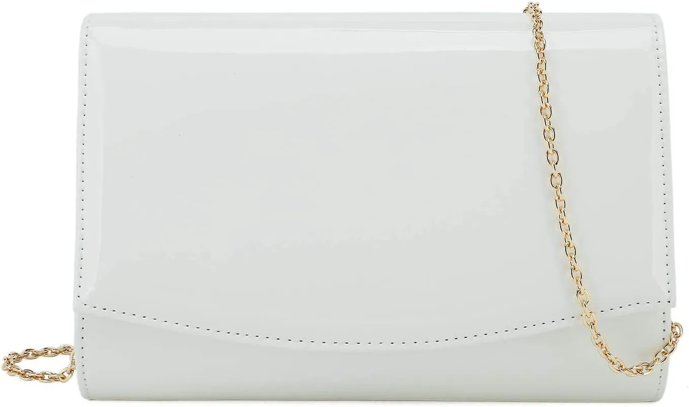 CHARMING TAILOR Patent Leather Flap Clutch Classic Elegant Evening Bag Chic Dress Purse