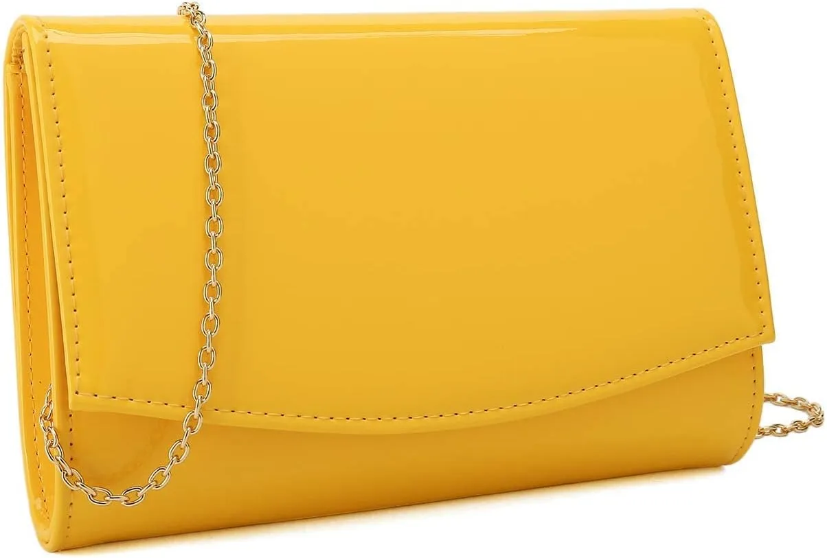 CHARMING TAILOR Patent Leather Flap Clutch Classic Elegant Evening Bag Chic Dress Purse