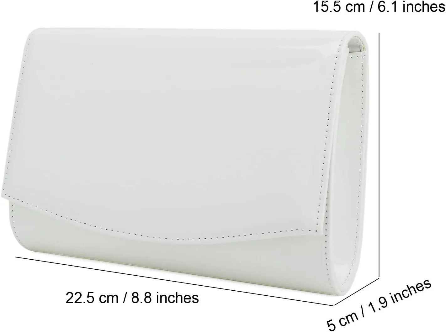 CHARMING TAILOR Patent Leather Flap Clutch Classic Elegant Evening Bag Chic Dress Purse