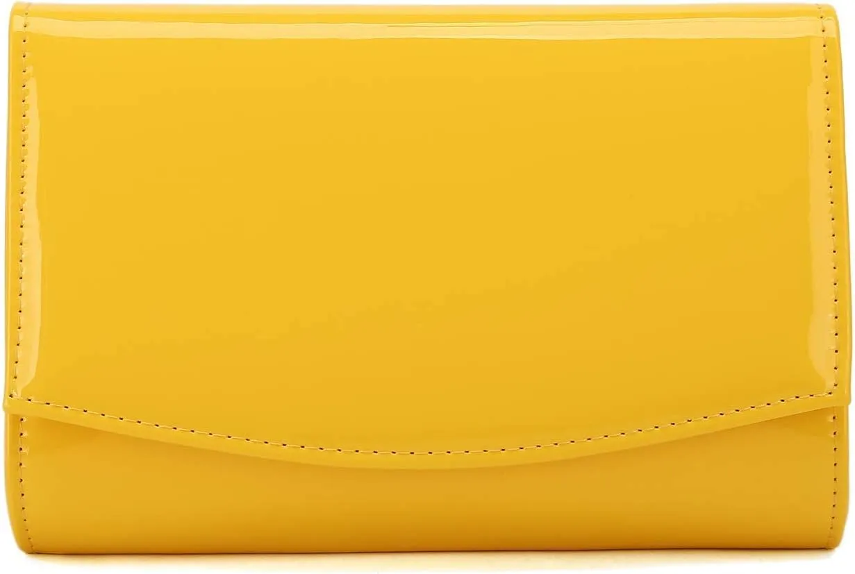 CHARMING TAILOR Patent Leather Flap Clutch Classic Elegant Evening Bag Chic Dress Purse