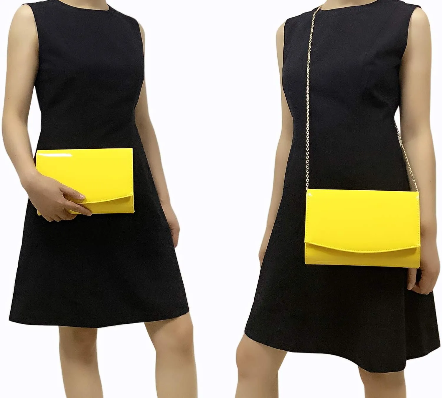 CHARMING TAILOR Patent Leather Flap Clutch Classic Elegant Evening Bag Chic Dress Purse
