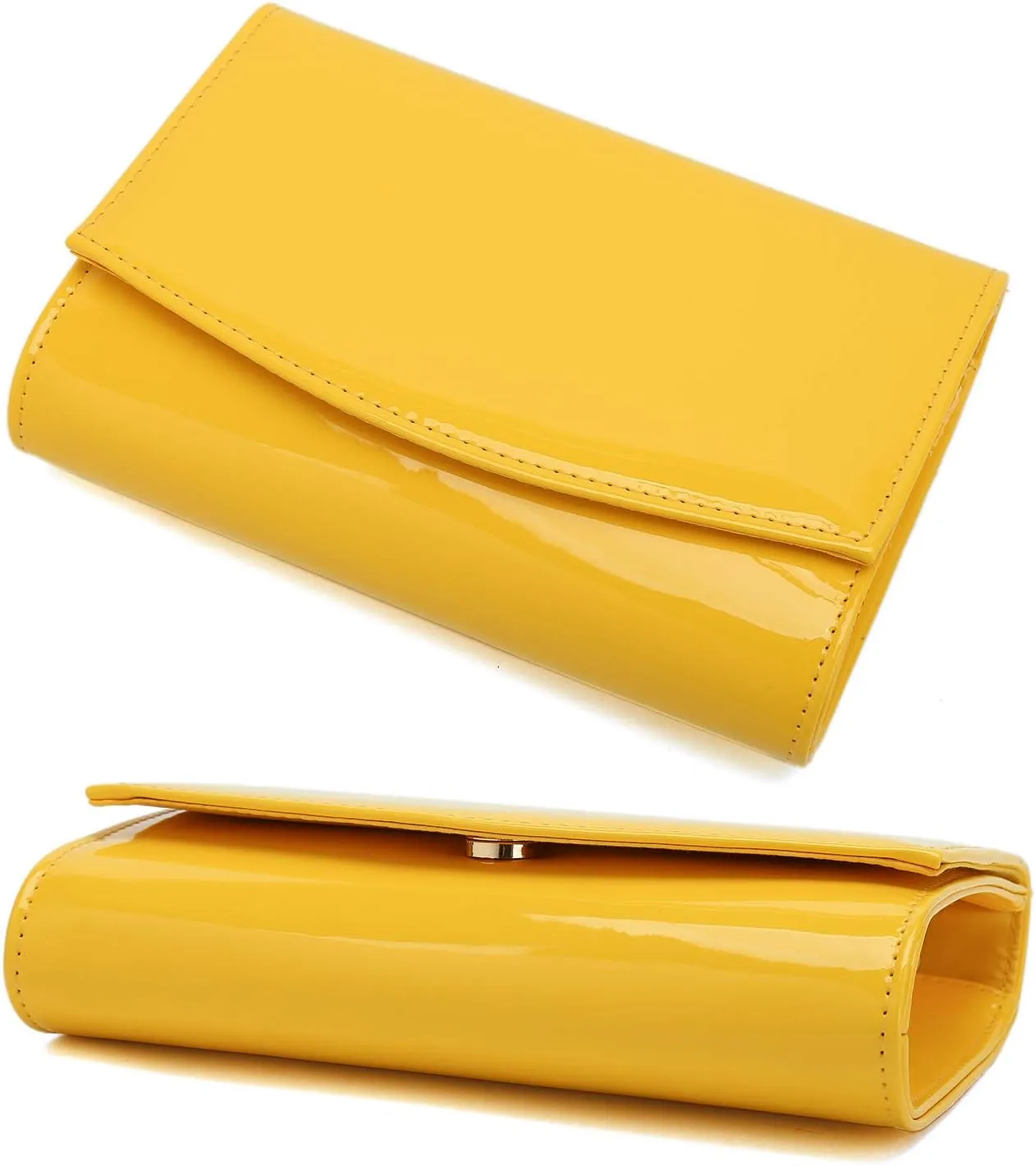 CHARMING TAILOR Patent Leather Flap Clutch Classic Elegant Evening Bag Chic Dress Purse