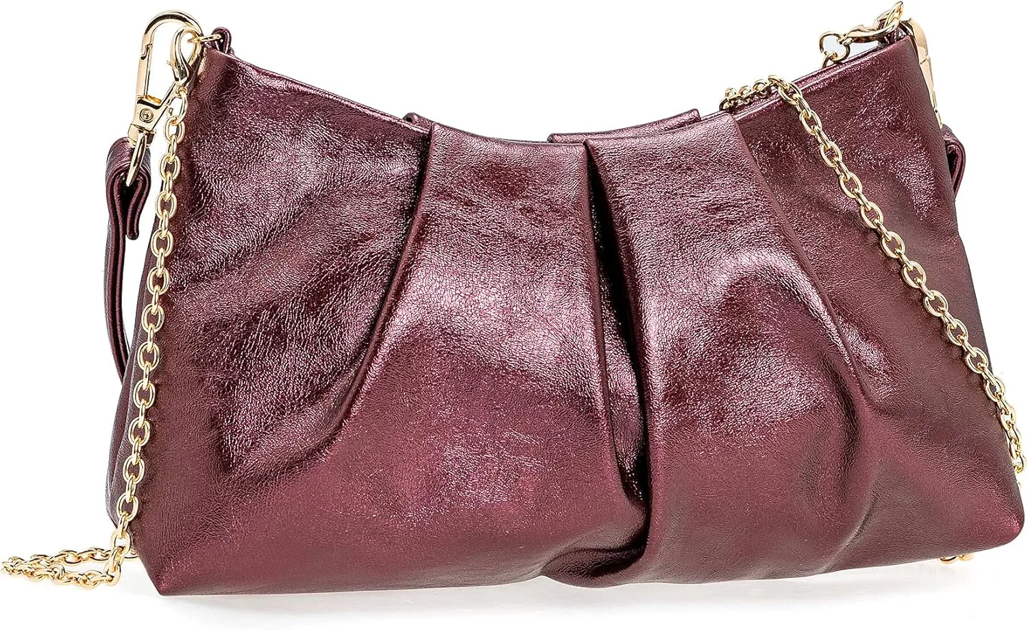 CHARMING TAILOR Women Clutch Bag Dressy Formal Handbag Pleated PU Clutch Purse for Cocktail Prom Wedding Party