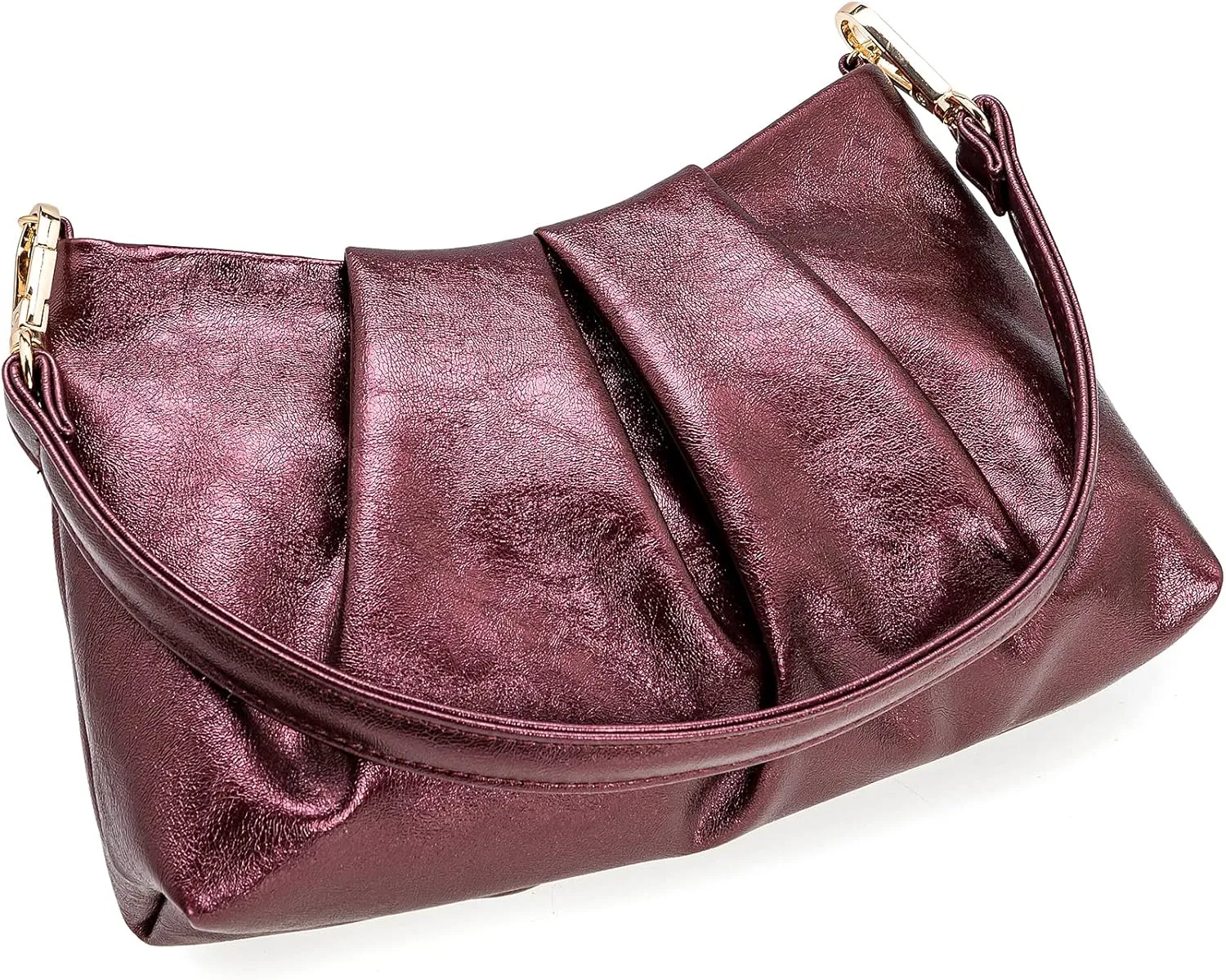 CHARMING TAILOR Women Clutch Bag Dressy Formal Handbag Pleated PU Clutch Purse for Cocktail Prom Wedding Party