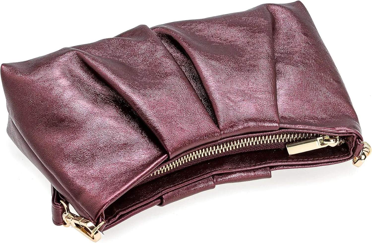 CHARMING TAILOR Women Clutch Bag Dressy Formal Handbag Pleated PU Clutch Purse for Cocktail Prom Wedding Party