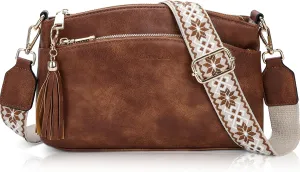 Chase Chic Crossbody Purse for Women, Trendy Vegan Leather Cross Body Bag Lady Small Handbag with Guitar Strap