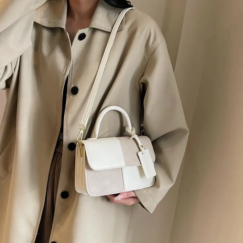 Checkered Shoulder Bag for Women,Small Leather Crossbody Bag,Fall Trendy Luxury Handbags Top-Handle Purse With Strap