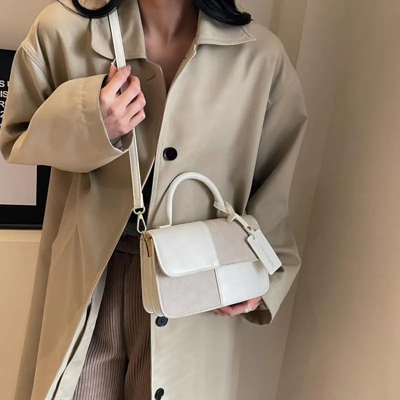 Checkered Shoulder Bag for Women,Small Leather Crossbody Bag,Fall Trendy Luxury Handbags Top-Handle Purse With Strap