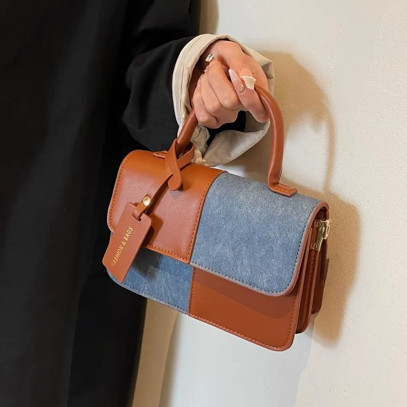 Checkered Shoulder Bag for Women,Small Leather Crossbody Bag,Fall Trendy Luxury Handbags Top-Handle Purse With Strap