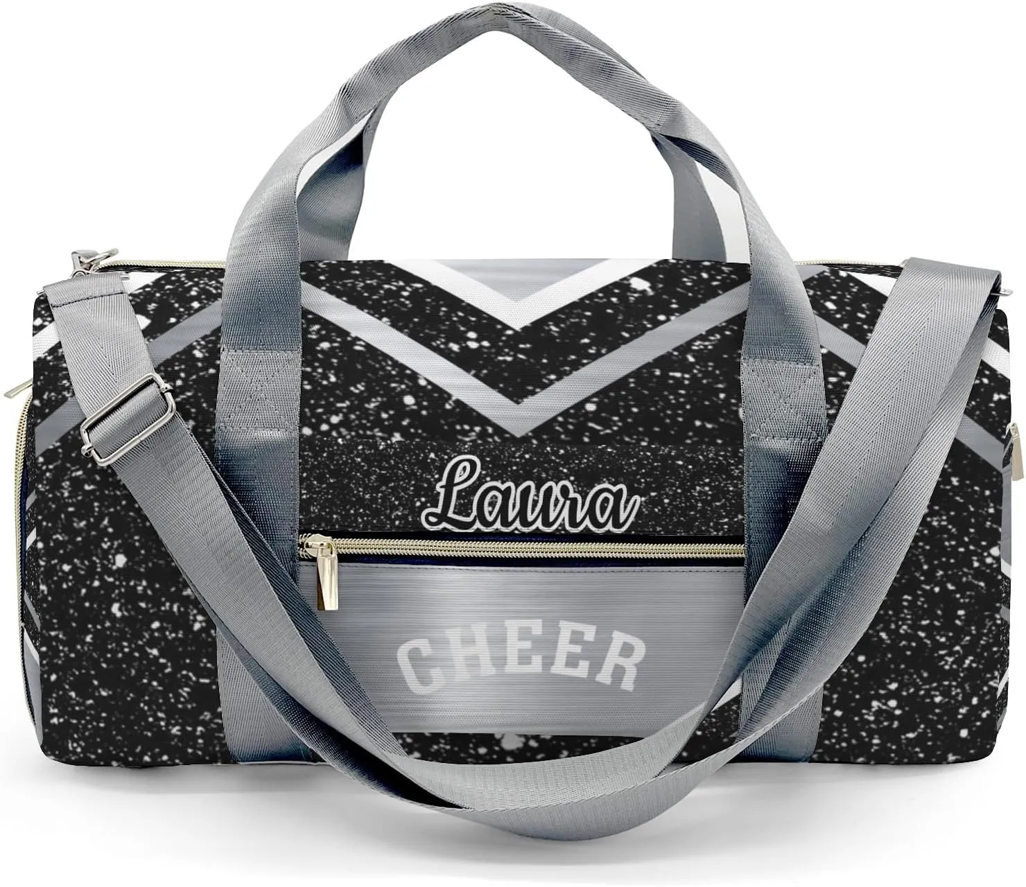 Cheer Cheerleader Sports Duffel Bag Travel Duffle Gym Bags Weekender Bag with Shoe Compartments (Grey)