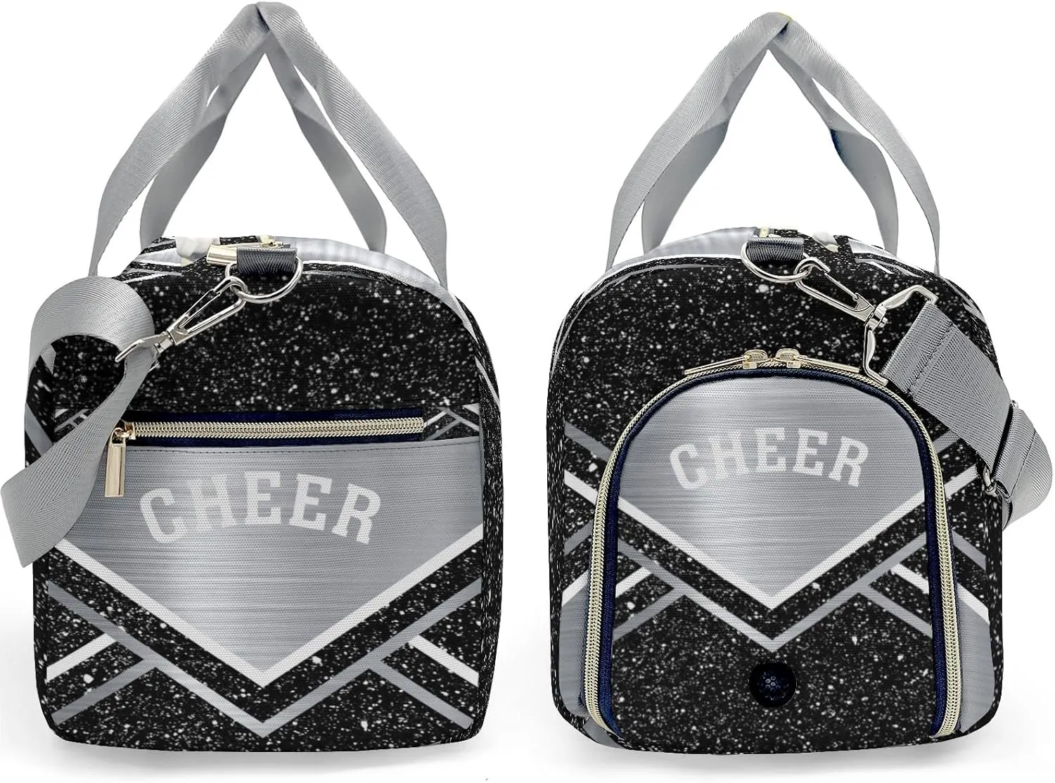 Cheer Cheerleader Sports Duffel Bag Travel Duffle Gym Bags Weekender Bag with Shoe Compartments (Grey)
