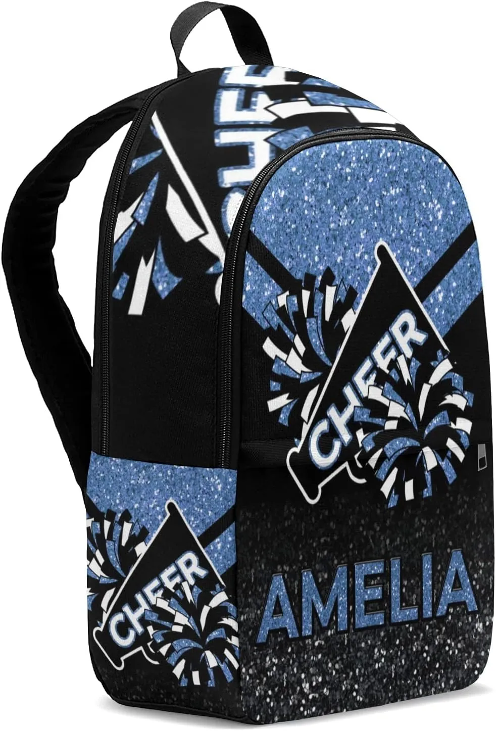 Cheerleader Blue Personalized Backpack for Teen Boys Girls,Custom Travel Backpack Bookbag Casual Bag Name Gift 11.8"(L) x 5.51"(W) x 17.72"(H)