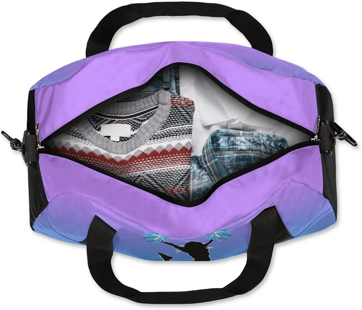 Cheerleader Kids Overnight Duffel Bags for Girls Cheer Sport Gym Bag Duffel Bag for Travel Weekender Practice Gymnastics Ballet School Gym Sleepover Bag