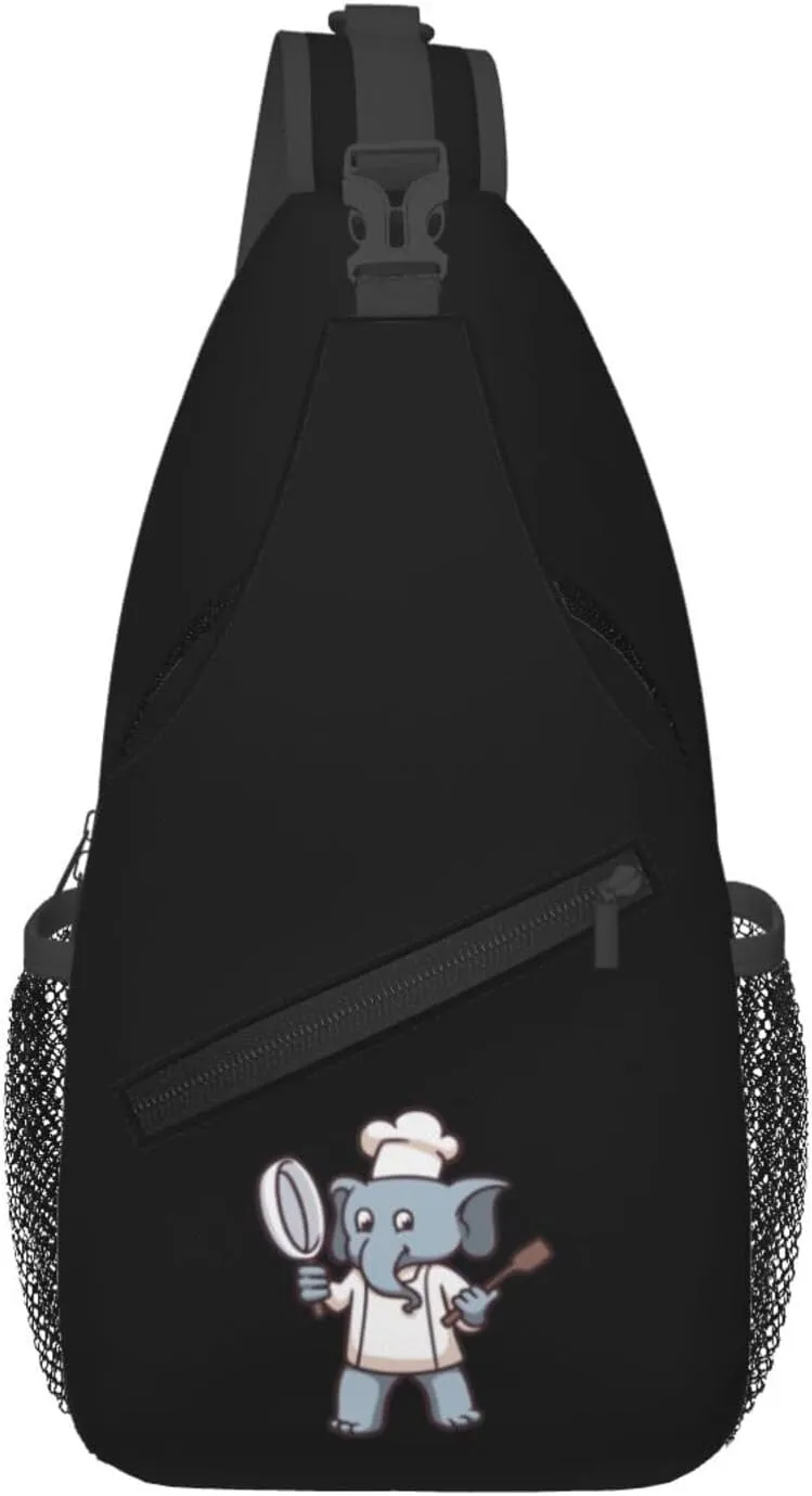 Chef Elephant Crossbody Bags For Women Men Chest Backpack Gym Shoulder Bag Travel Outdoor Sports Casual Crossbody Bags