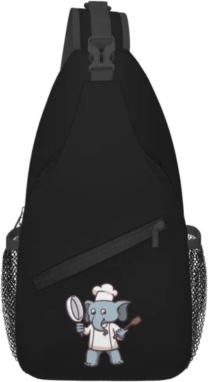 Chef Elephant Crossbody Bags For Women Men Chest Backpack Gym Shoulder Bag Travel Outdoor Sports Casual Crossbody Bags