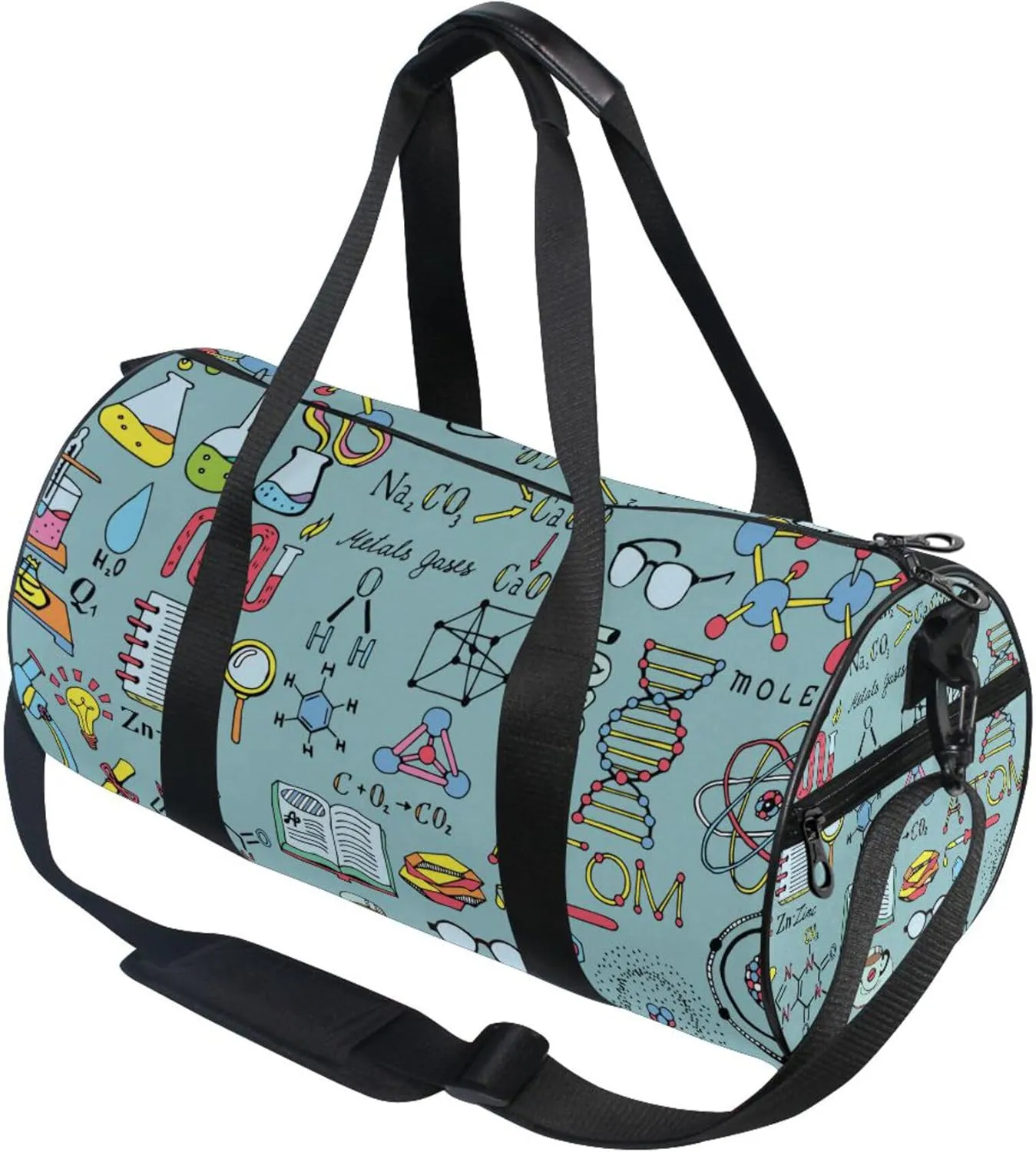 Chemistry Science Doodle Gym Duffle Bag for Women Men Sports Fitness Bag Workout Travel Gymnastics Dance