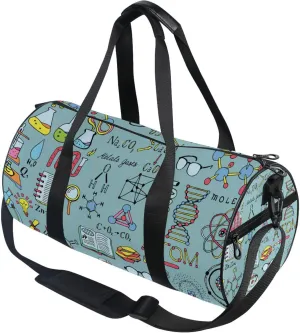 Chemistry Science Doodle Gym Duffle Bag for Women Men Sports Fitness Bag Workout Travel Gymnastics Dance