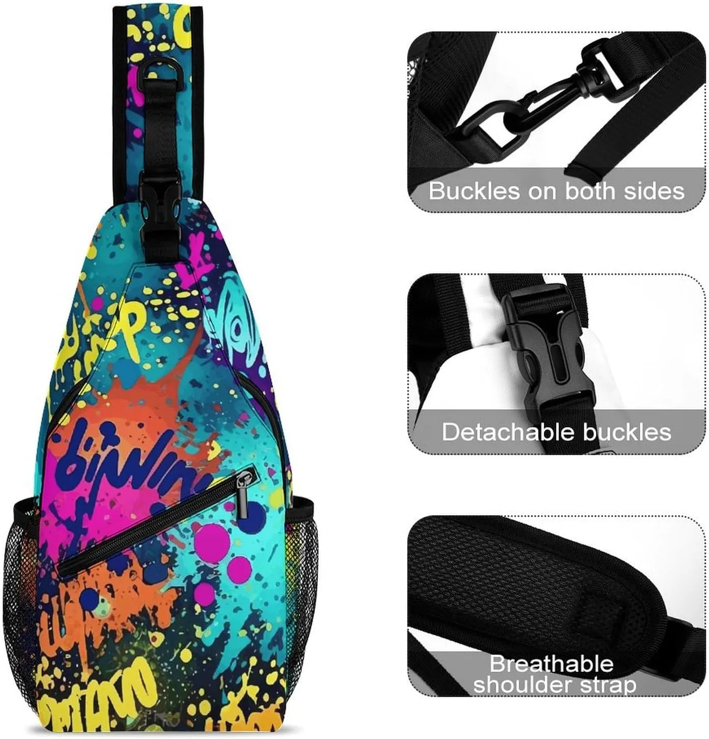 Cherry Blossom Sling Bag Lightweight Crossbody Chest Pack Travel Shoulder Bag with Adjustable Strap