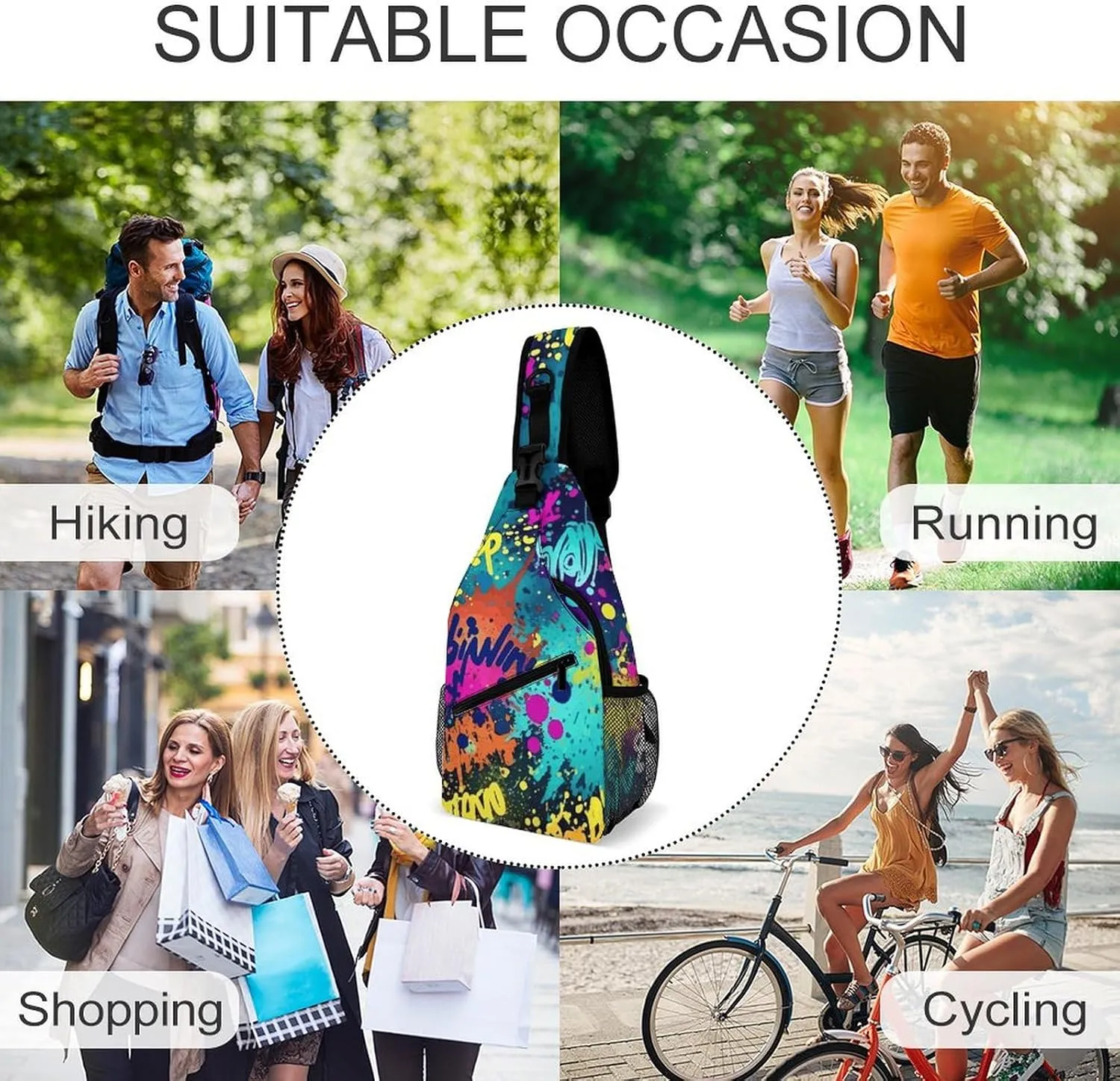 Cherry Blossom Sling Bag Lightweight Crossbody Chest Pack Travel Shoulder Bag with Adjustable Strap