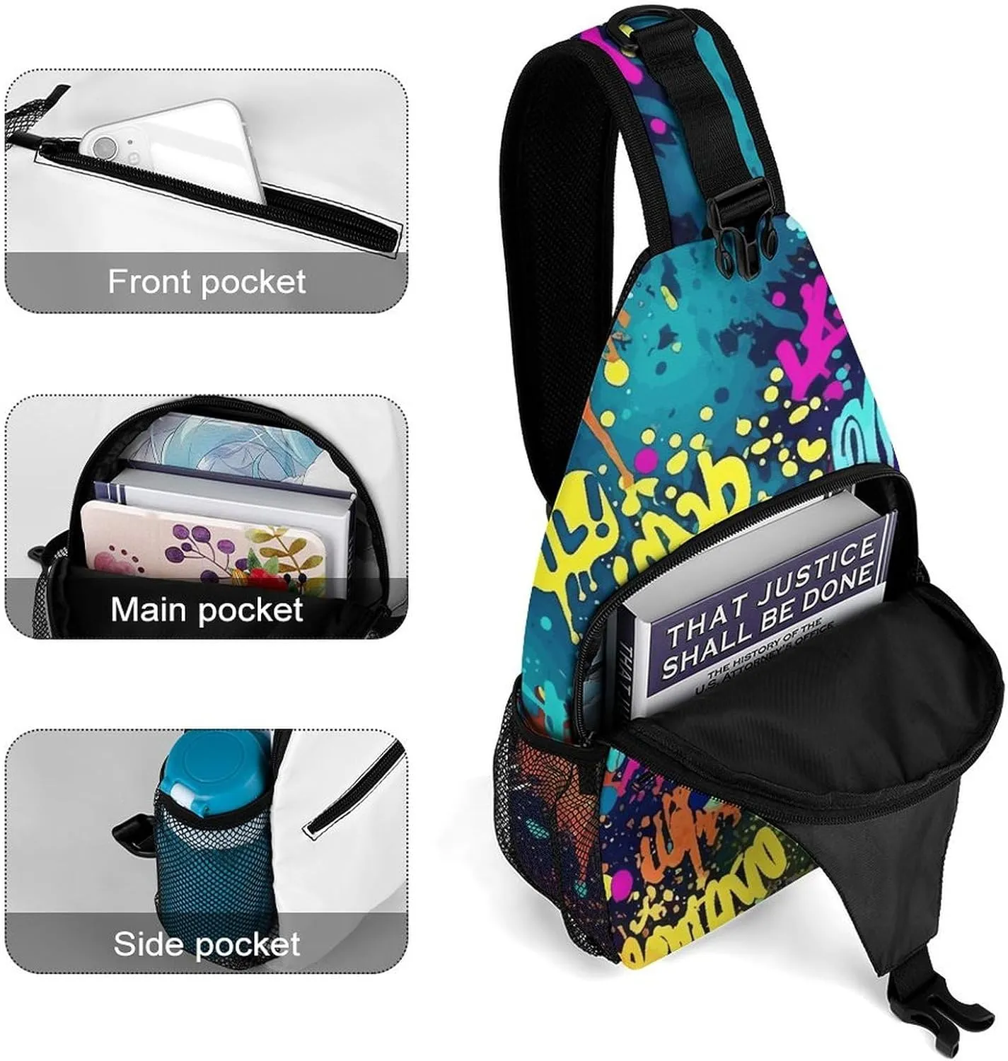 Cherry Blossom Sling Bag Lightweight Crossbody Chest Pack Travel Shoulder Bag with Adjustable Strap