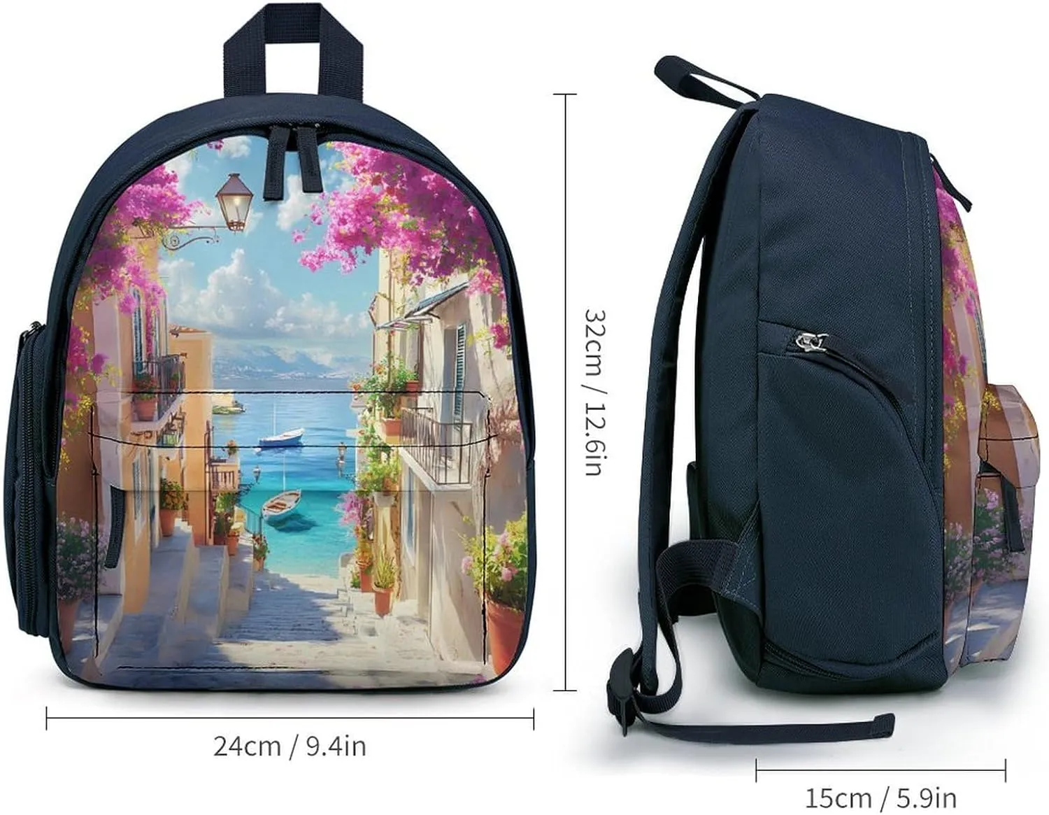 Cherry Blossoms Town Backpack Small Shoulder Bag Travel Bag Casual Daybacks Handbags One Size