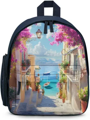 Cherry Blossoms Town Backpack Small Shoulder Bag Travel Bag Casual Daybacks Handbags One Size