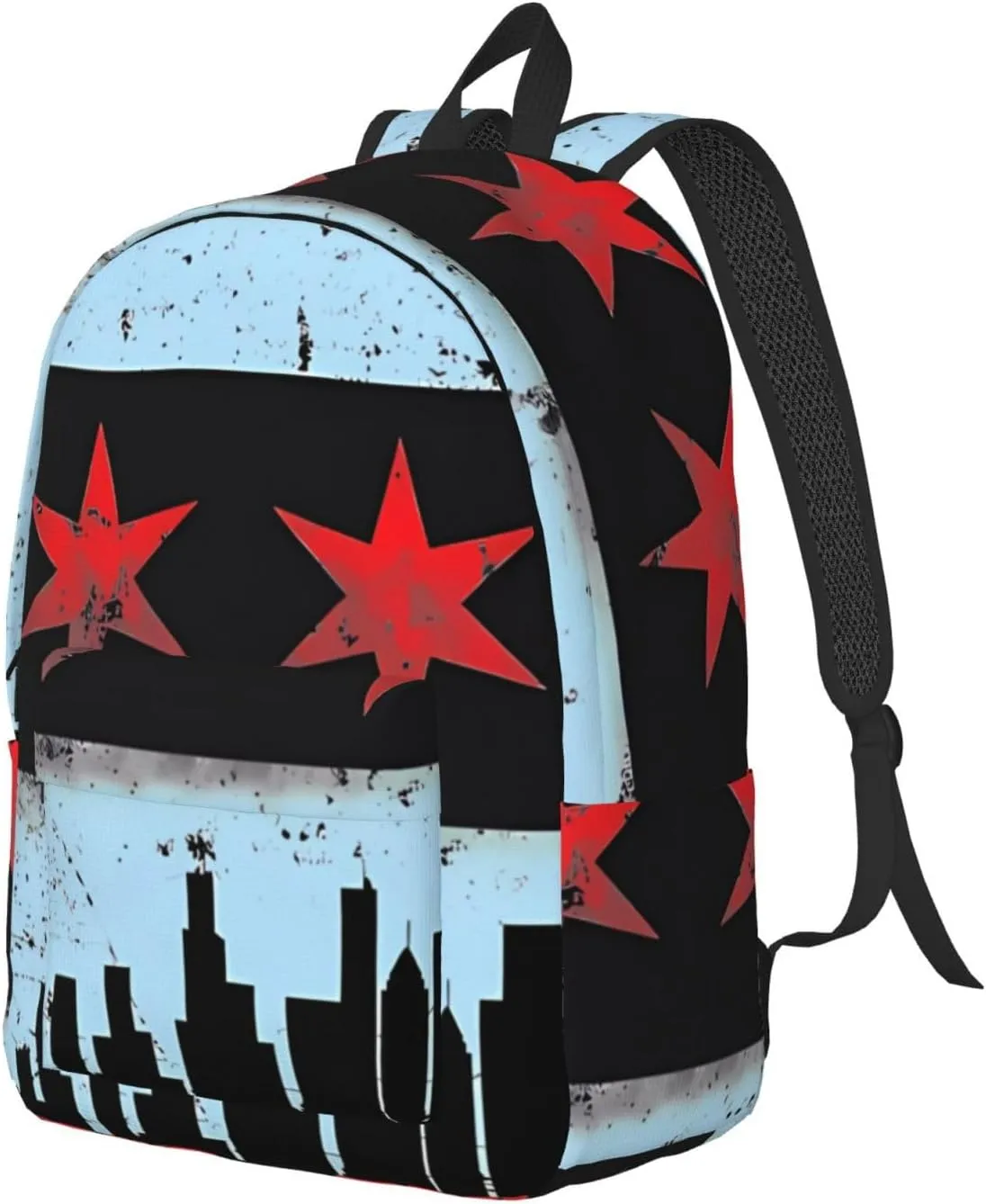 Chicago Skyline Flag Canvas Backpacks Laptop Backpack Multipurpose Double Shoulder Bag for Men Women Gifts Small