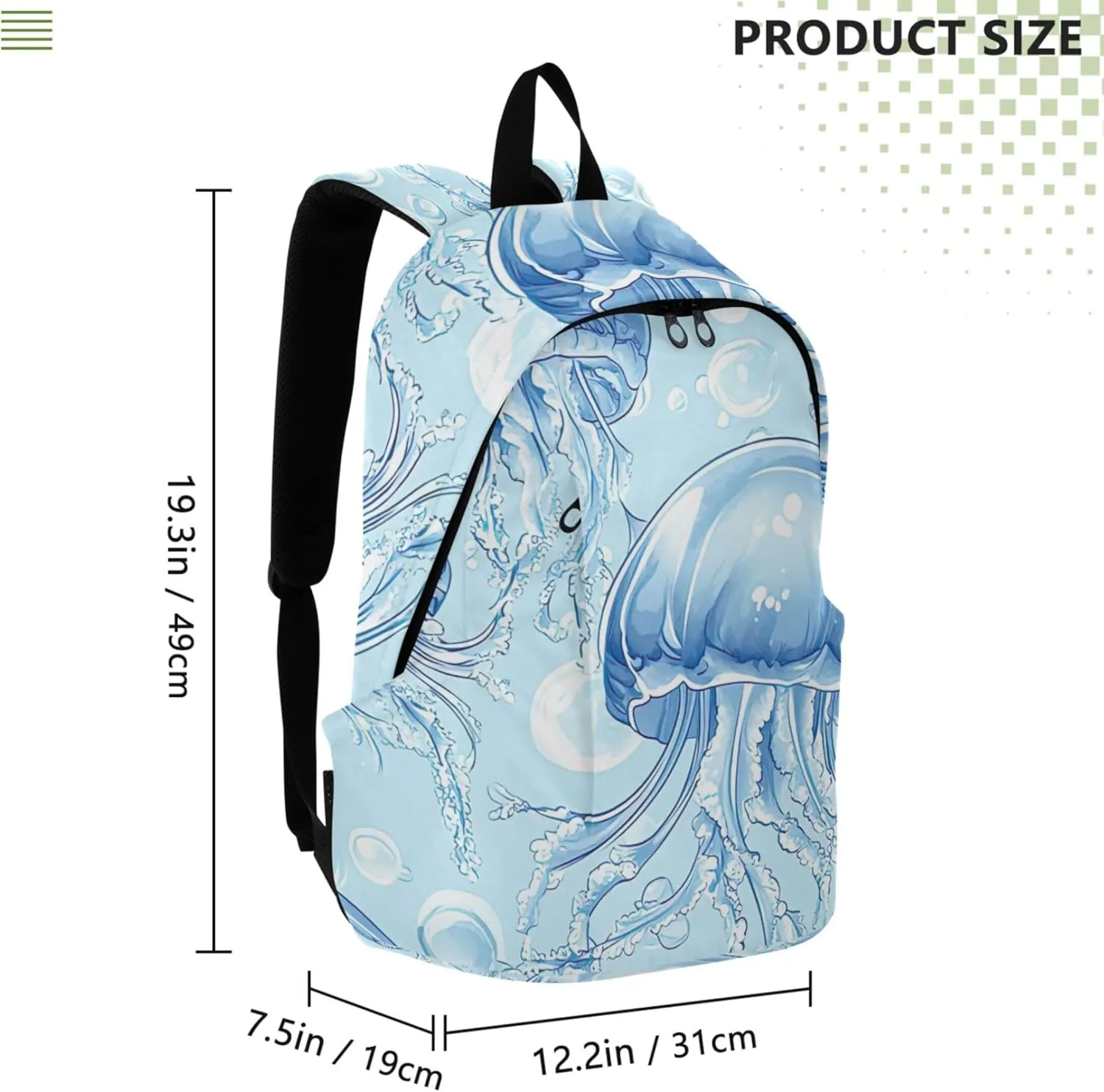 CHIFIGNO Blue Pink Casual Womens Backpack Cute Daypack Blue Jellyfish Waterproof Cool College Backpacks for Girls
