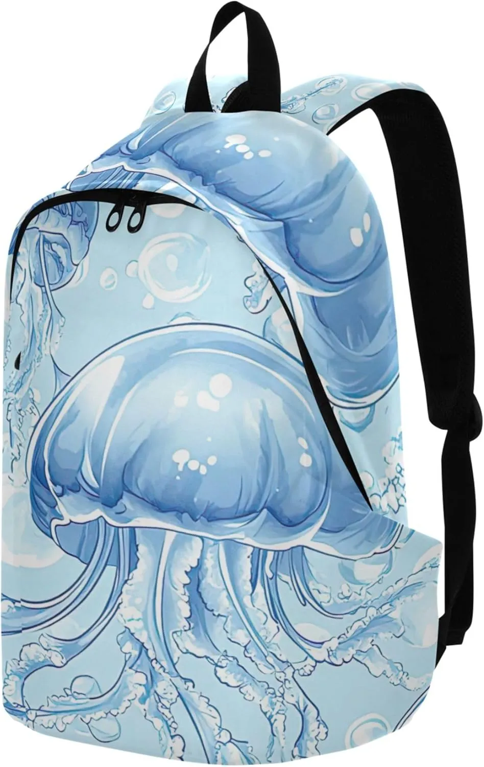 CHIFIGNO Blue Pink Casual Womens Backpack Cute Daypack Blue Jellyfish Waterproof Cool College Backpacks for Girls