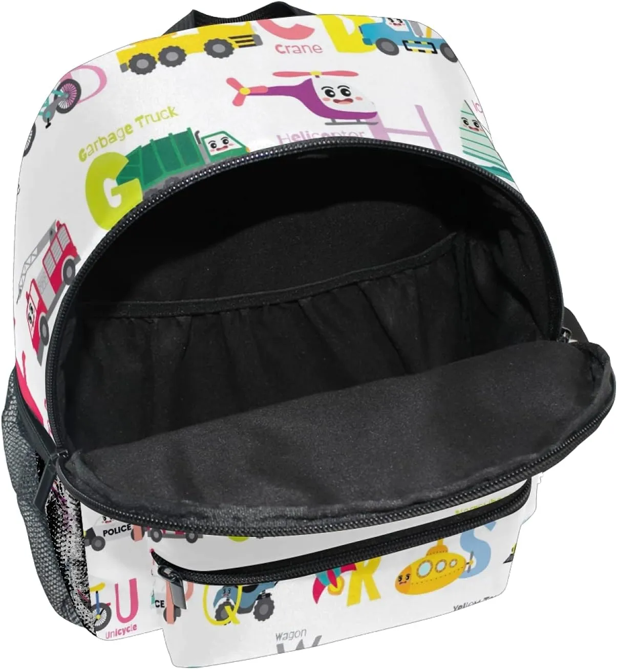 CHIFIGNO Customized Backpack with Name Cute Colorful Transportations Kids Preschool Backpacks for Boys Travel Bag Schoolbag Bookbag for Children