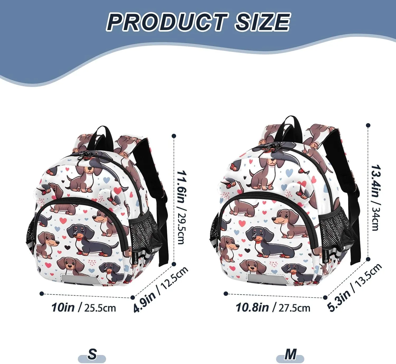 CHIFIGNO Cute Dachshund Dogs Backpacks for Toddler Girls Boys, Kids School Bag Preschool Kindergarten Backpack, Mini Travel Book Bag