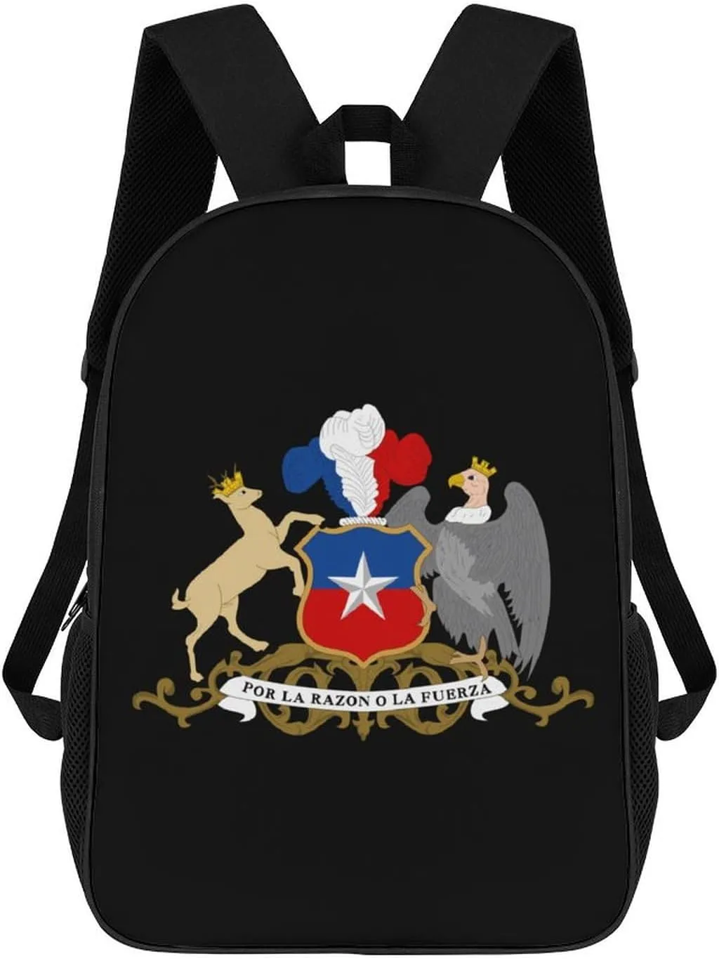 Chile Chilean National Emblem 17 Inches Travel Backpacks Funny Shoulder Bag Lightweight Daypack