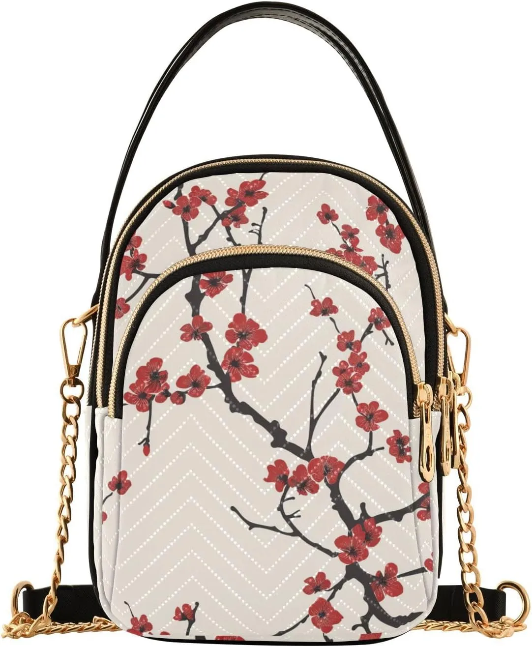 Chinese Redbud Floral trendy crossbody travel with multi pockets hand bags for women birthday for women