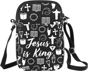 CHOORO Christian Prayer Faith Crossbody Bag Jesus Is King Shoulder Bag Bible Verse Christian Gift Religious Gift