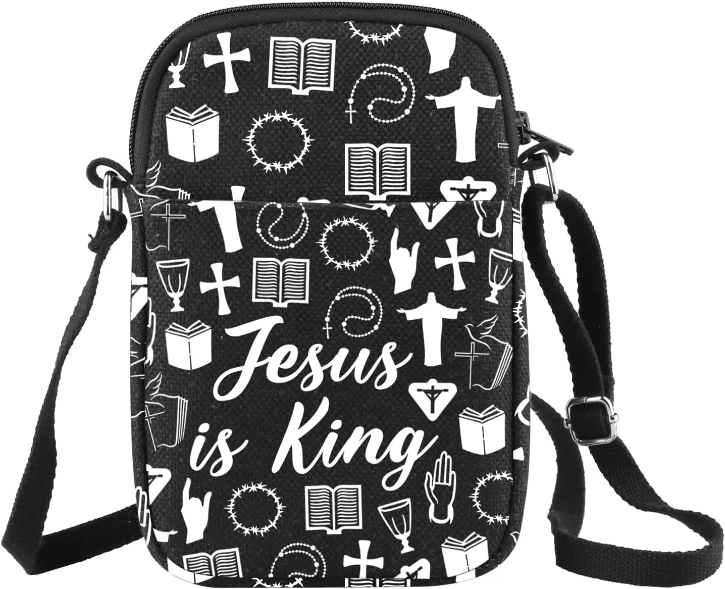 CHOORO Christian Prayer Faith Crossbody Bag Jesus Is King Shoulder Bag Bible Verse Christian Gift Religious Gift