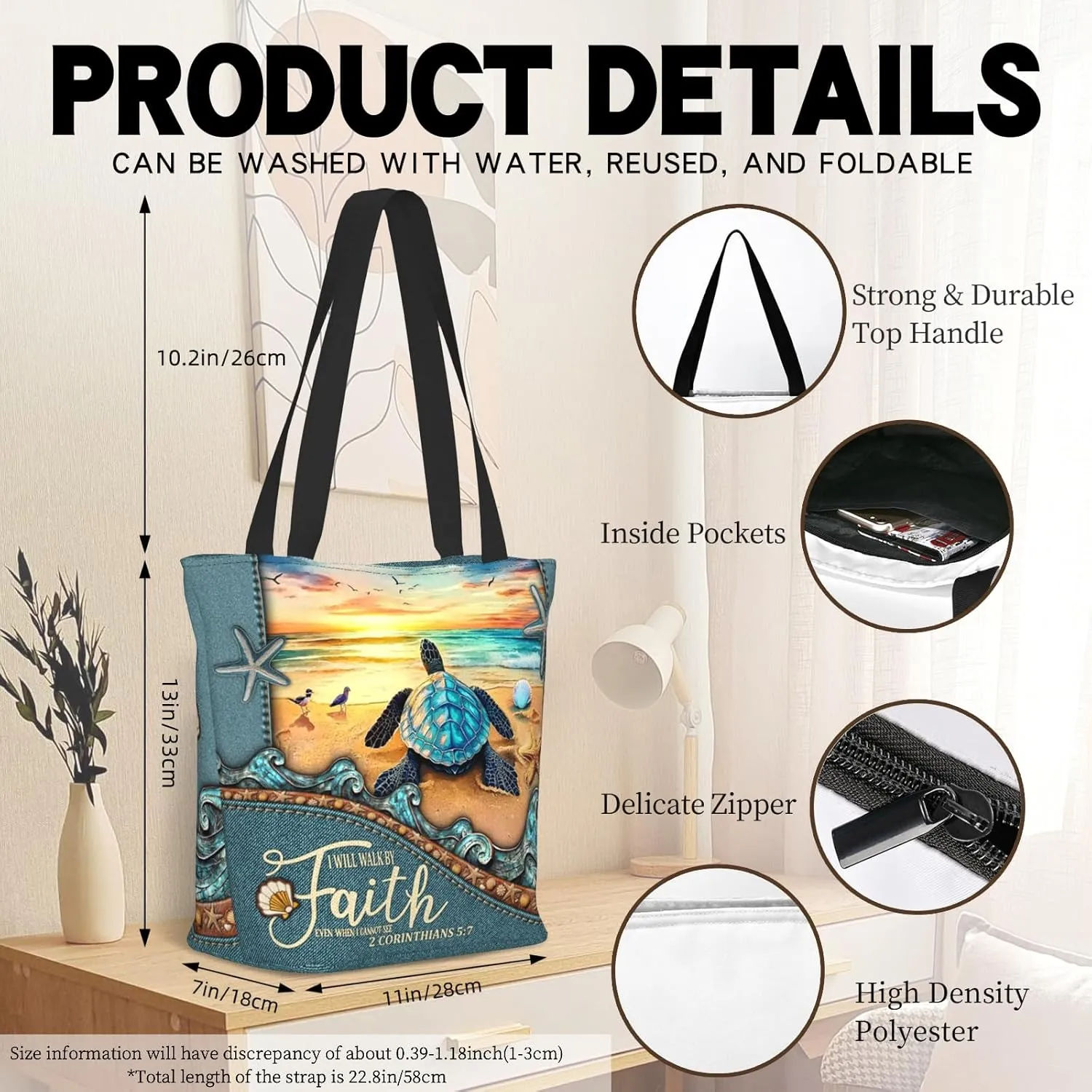Christian Bible Tote Bags for Women Bible Church Bags Religious Reusable Grocery Bag