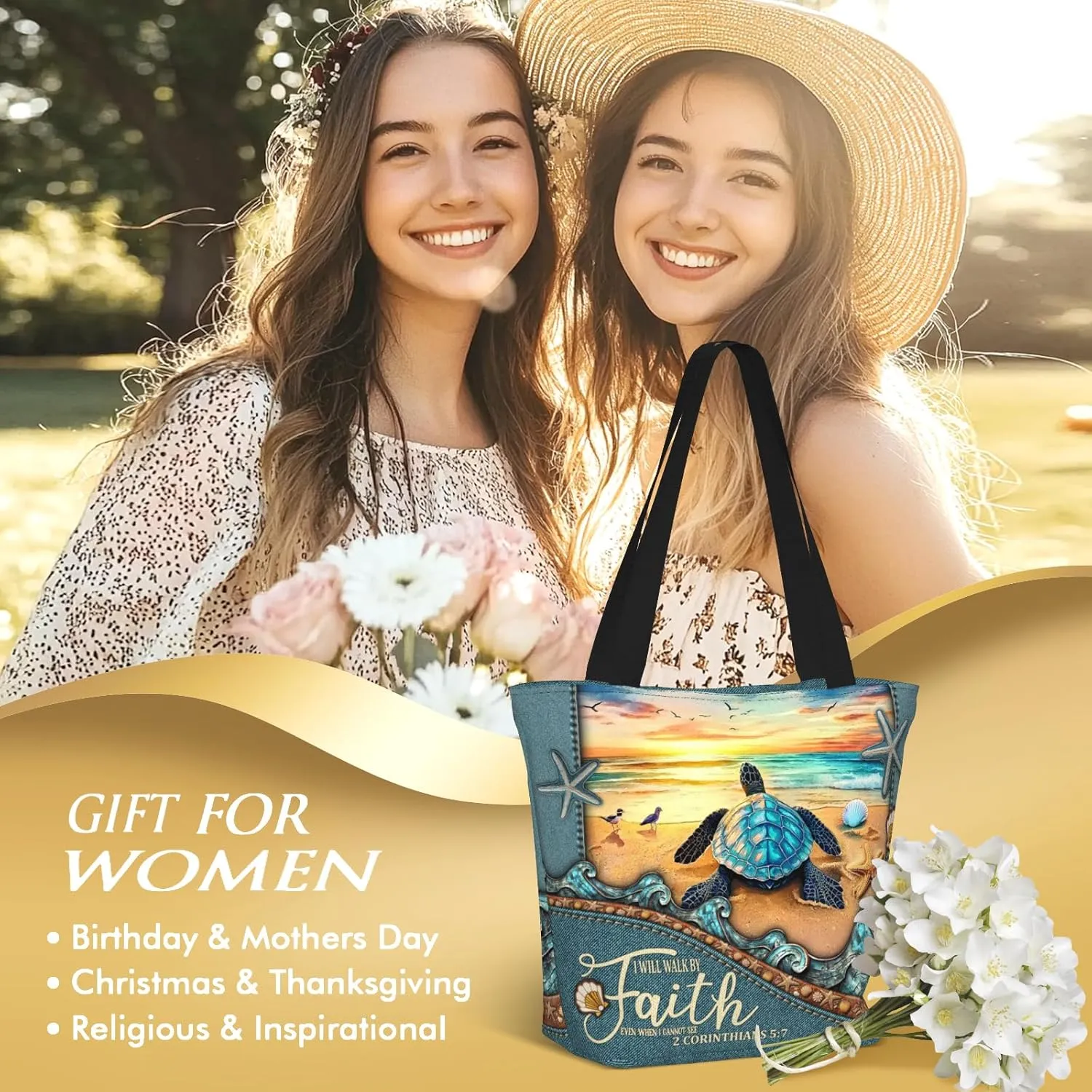 Christian Bible Tote Bags for Women Bible Church Bags Religious Reusable Grocery Bag