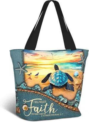 Christian Bible Tote Bags for Women Bible Church Bags Religious Reusable Grocery Bag