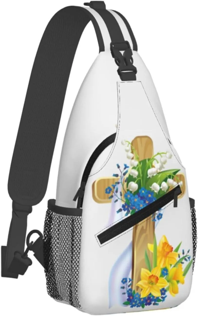Christian Jesus Cross Crossbody Sling Backpack Fashion Jesus Sling Bag Travel Hiking Chest Bag Daypack for Men Women