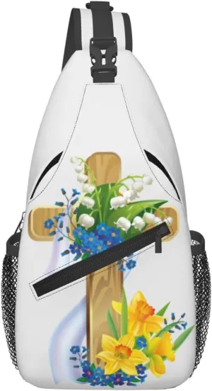 Christian Jesus Cross Crossbody Sling Backpack Fashion Jesus Sling Bag Travel Hiking Chest Bag Daypack for Men Women