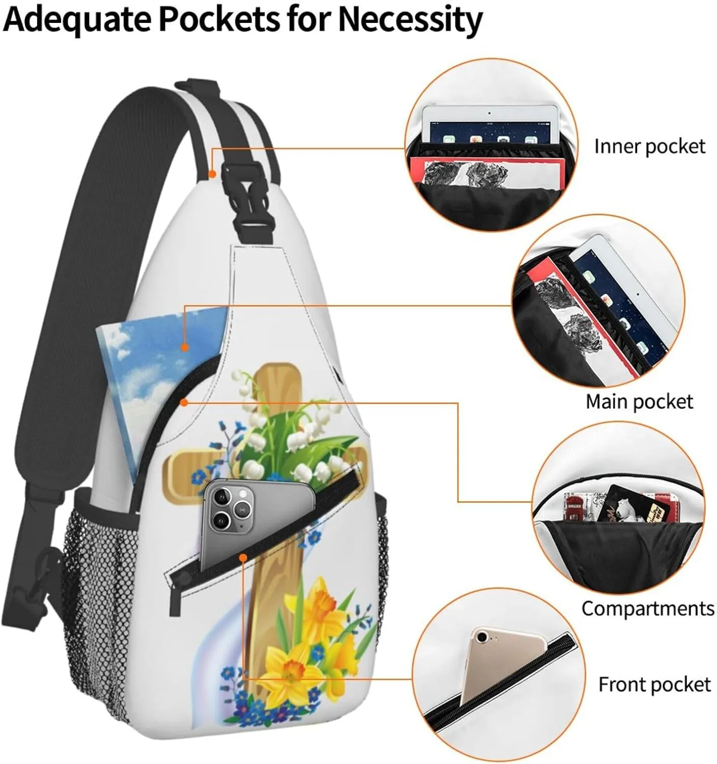 Christian Jesus Cross Crossbody Sling Backpack Fashion Jesus Sling Bag Travel Hiking Chest Bag Daypack for Men Women