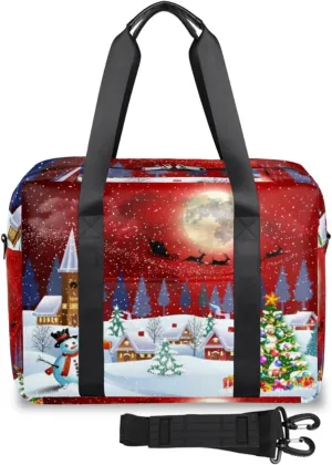 Christmas Carnival Weekender Bag, Waterproof Travel Duffel Bags, Overnight Bags for Women, Duffel Bag with Trolley Sleeve, for Men Travel Business Gym Gift