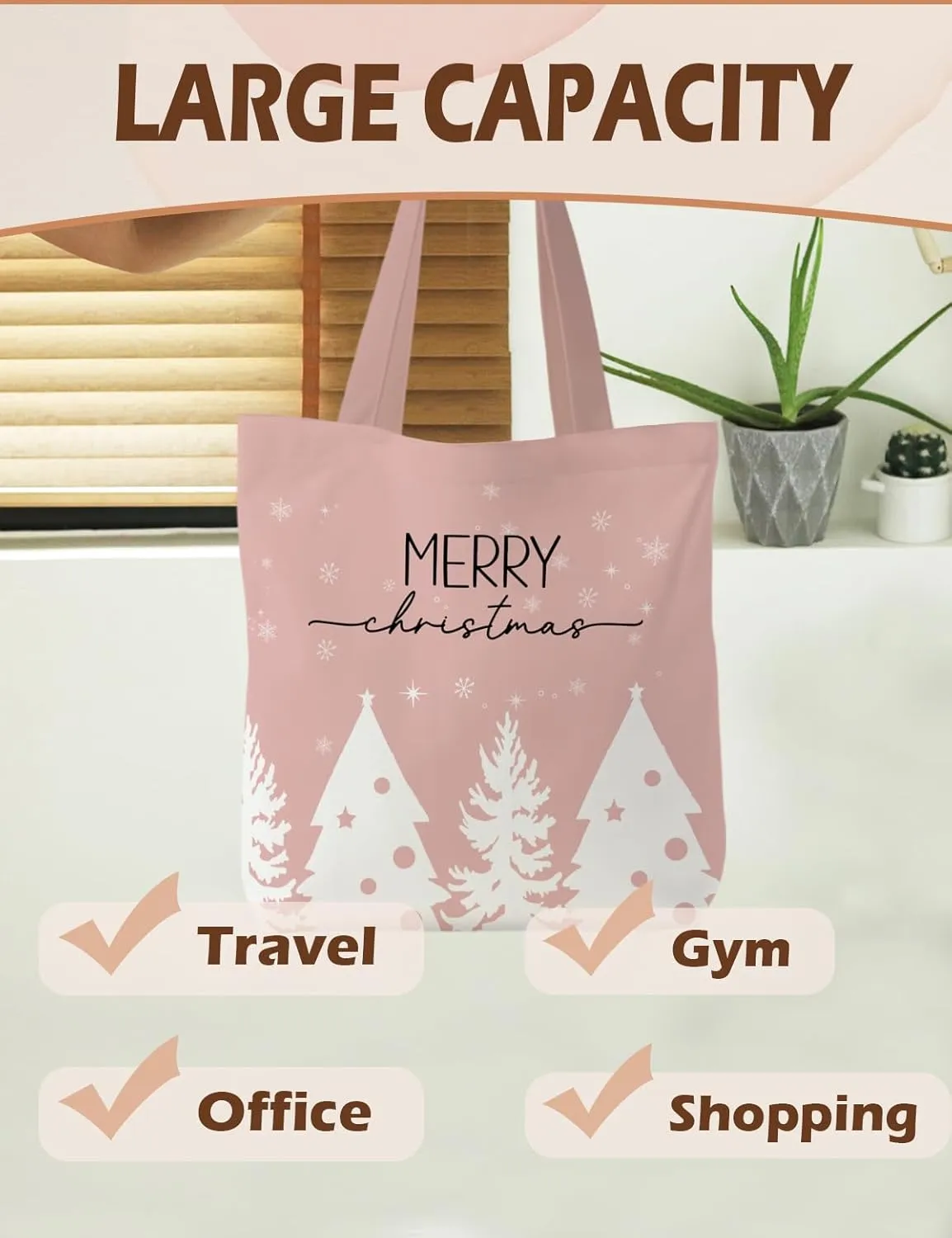 Christmas Tote Bag, Christmas Canvas Tote Bag for Women, Christmas Tote Bags with Handles